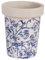 Home Deco London Aged Glazed Ceramic Blue & White Pattern Garden Collection Rustic (Long Tom Planter)