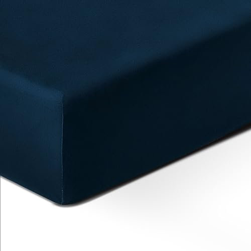 Shogazi Spannbettlaken Easy-Stretch für hochwertige Klappmatratzen (Marine, 140-160cm)