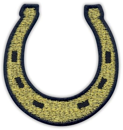 Gold Hufeisen - Aufnähen - Bestickter Aufnäher / Abzeichen / Emblem