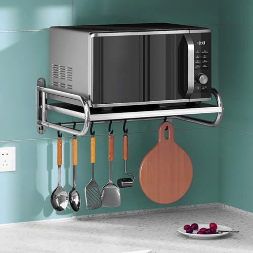 WBRSybUK Soporte para Microondas En La Pared - Estante para Horno De Microondas De Acero Inoxidable Resistente Fácil De Instalar - para Espacio En El Armario De La Cocina,55cm
