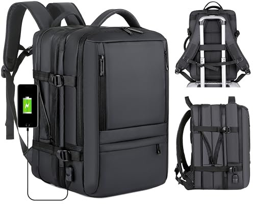 ALTOS OFFICE AND HOME. Mochila expandible y de transporte, extragrande de 45 litros aprobada por aerolíneas TSA, piel sintética, múltiples compartimentos, para portátiles de hasta 17 pulgadas,