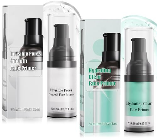 2Pcs Poreless Smoothing Face Primer & Hydrating Face Primer,Restoring Makeup Primer For Flawless,Smooth Skin & Long-Lasting Makeup,Fills In Pores & Fine Lines,Vegan & Cruelty-free