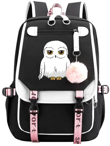 Harry Magic Rucksack Niedliche Eule Hedwig Schulranzen Grundschüler Mädchen Teenager Freizeit Reisen Rucksack Schwarz