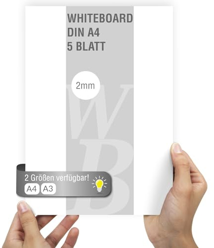5Stk. Whiteboard Pappe DIN A4 | 2mm Stärke | weiß durchgefärbt | Modellbauwerk® | für Modellbau und Bastelarbeiten | Architektur | Studium | Material | Diorama |Kreativ sein