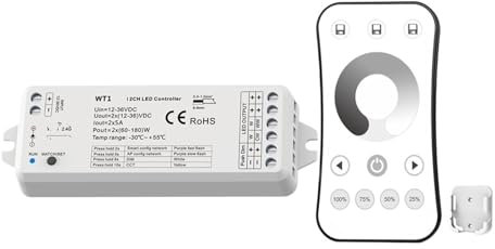 HAPRSLIKG LED-Dimmer DC 12 V 24 V 36 V WT1 und R6-1 Set, WT1 und R7-1 Set LED-Dimmer, einfarbig, doppelt weiß, CCT-Lichtleisten-Controller(WT1 and R6-1 Set)