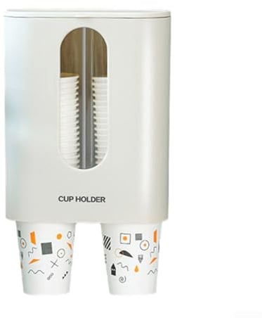 Green Cup Holder with Dust Cover, No Punching Required, Suitable for Water Dispenser (beige)