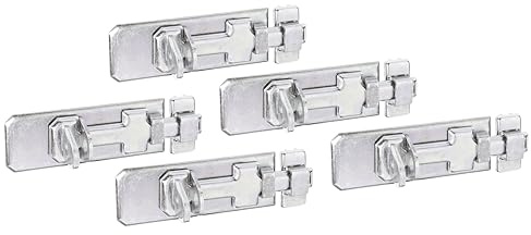 Alberts 841591 Sicherheits-Schlossriegel | mit flachem Griff und befestigter Schlaufe | galvanisch verzinkt, Dickschichtschutz | Platte 140 x 55 mm | 5er Set