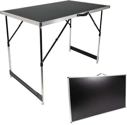 Lemodo Tapeziertisch klappbar, Arbeitstisch, Mehrzwecktisch höhenverstellbar, Flohmarkttisch 100x60 cm, Multifunktionstisch bis 40kg belastbar