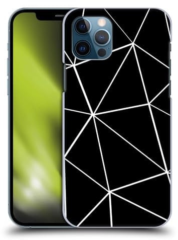 Head Case Designs Offizielle PLdesign Schwarze Dreiecke Weiße Linien Geometrische Muster Harte Rueckseiten Handyhülle Hülle Huelle kompatibel mit Apple iPhone 12 / iPhone 12 Pro