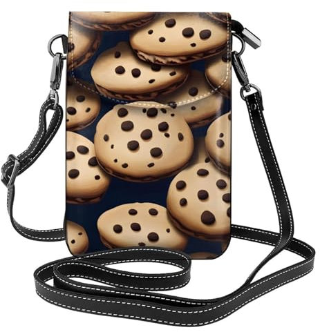 DRGFCXE Bake Cookies Kleine Handy-Geldbörse für Damen, Umhängetasche, Kunstleder, Geldbörsen, verstellbarer Riemen, Handtaschen mit Kartenfächern, Schwarz , Einheitsgröße