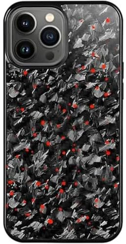 Forged Carbon Fiber Phone Case, No Magnetic Attachment No Wireless Charging, for Iphone 16 15 14 13 12 Pro Max (12,Red)