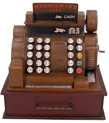 Hiraith Vintage-Registrierkassen-Ornament, Handgefertigtes Kunst-Requisitenmodell aus Eisen für das Heimbüro, Stressabbauende Dekoration