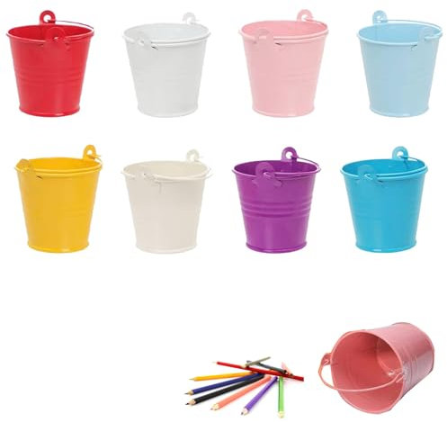 Mini Eimer Metall für Candy, Mini Eimer Bunt, 8 Stück Klein Metalleimer Blumentopf, Metalleimer Klein, Mini Eimer Bunt Kleine Hängetöpfe, Mini Metall Blumentopf, mit Abnehmbarem Griff (8 Farben)