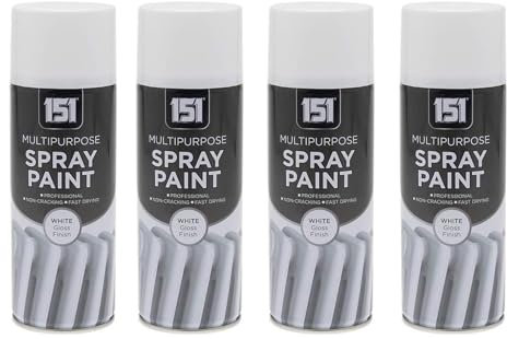 PNJB Multipurpose White Gloss Spray Paint, Versatile and Durable, Long-Lasting, Suitable for Wood, Metal, Plastic, Indoors and Outdoors,400ml (4PCS)
