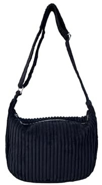 Ulisty Damen Klein Cord Hobo Tasche Breiter Gurt Umhängetasche Schultertasche Lässig Messenger Schulranzen Handtasche Tägliche Tasche dunkelblau