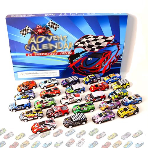 Cars Adventskalender 2024, Adventskalender Autos, Kinder Auto Spielzeug Weihnachtskalender, Mit 24 Auto Fahrzeuge Spielzeug, Weihnachten Countdown Blind Box Spielzeugauto