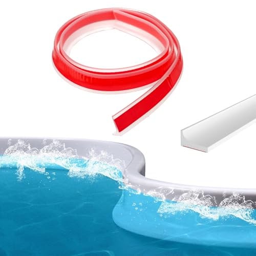 DBOO Wet Room Floor Barrier Self-Adhesive Shower Threshold Water Barrier Silicone Shower Tray Sealing Strip Corrosion & High Temp Resistant, Wear-Proof with 12mm Water Block (Clear)