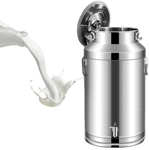 Adima 5L / 9L / 14L / 18L Cubo de leche inoxidable Latas de leche con tapa sellada de silicona Cubo de vino con grifo Tanque de té Recipiente de líquido,5L