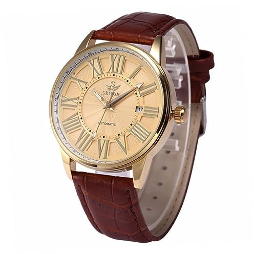 WRITWAA Herren Automatische Mechanische Armbanduhr Mit PU Armband Sewor Herrenuhr Mit Datumsanzeige Stilvolle Mechanische Uhr Für Besondere