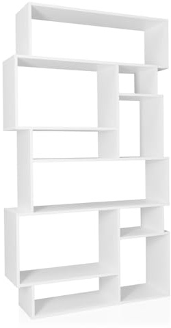 hjh LIVING Regal mit 10 Fächern KALAG M Bücherregal Raumteiler, inkl. Wandbefestigung, Dekoregal freistehend, 96 x 25,5 x 168,5 cm, Weiß