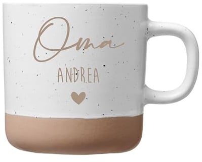 Personalisierte Tasse für Oma mit Name & Herz – Beste Oma Tasse Keramik 360 ml Geschenk Großmutter zu Weihnachten, Geburtstag, Muttertag oder Nikolaus – Personalisierter Kaffee & Teebecher