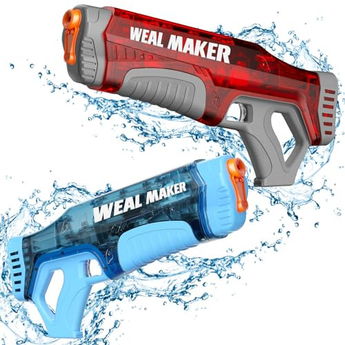 Artcool Elektrische Wasserpistole,Schnelle Automatische Saugkraft,220+ kontinuierliche Wasserpistole,Reichweite 7-9M,Leistungsstarke und wasserdichte Wasserpistolen IP67 für Erwachsene（Rot+Blau）