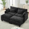 TCGBKAF Modulares Sofa mit Schlaffunktion,Chenille Ecksofa Klein mit Dicken Polstern,Sofa L Form Set mit Couch Kissen,Bequemer Sessel Wohnzimmer Couch mit Hocker,Chaiselongue (Schwarz, 197 cm L-Form)