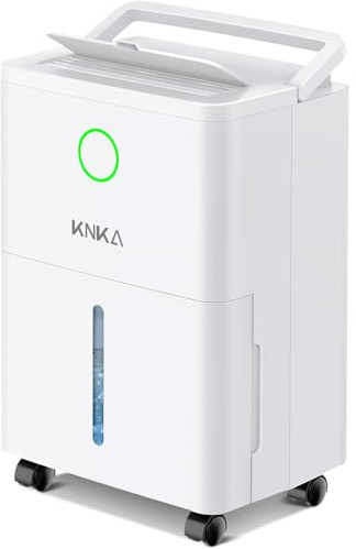 KNKA Dehumidifier 10 L/Day for Laundry Drying, Automatic Defrost | Sleep mode, low energy, real-time humidity indicator light, removable wheels, for desktop, bathroom, wardrobe and motorhome