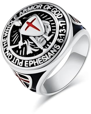 orehugaf Ring Ringe Damen Bijouterie Herren Tempelritter Legen Die Ganze Rüstung Gottes An. Epheser- Rotkreuz-Design. Herrenring