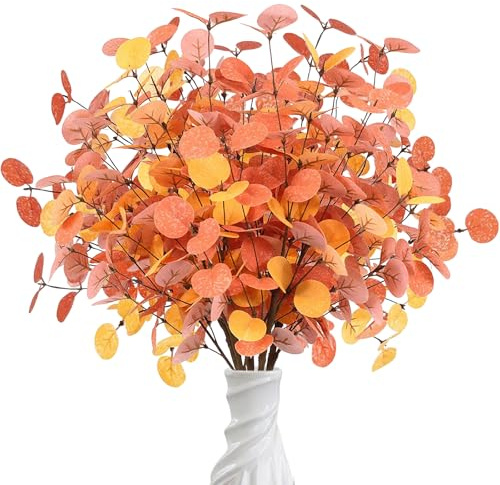 OMIGA kunstblumen Herbst 6 Bundles Herbstdeko Innen 60cm Eucalyptus Fake | Trockenblumen Herbst für Herbstdeko Tisch Blumenarrangements Erntedankfest Halloween Dekoration