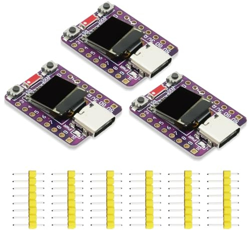 AYWHP 3 placas de desarrollo ESP32-C3 con pantalla OLED de 0,42 pulgadas, mini módulo ESP32-C3 ESP32, compatible con 2,4 G, WiFi, Bluetooth de 4 MB con puerto USB tipo C para el desarrollo de IoT