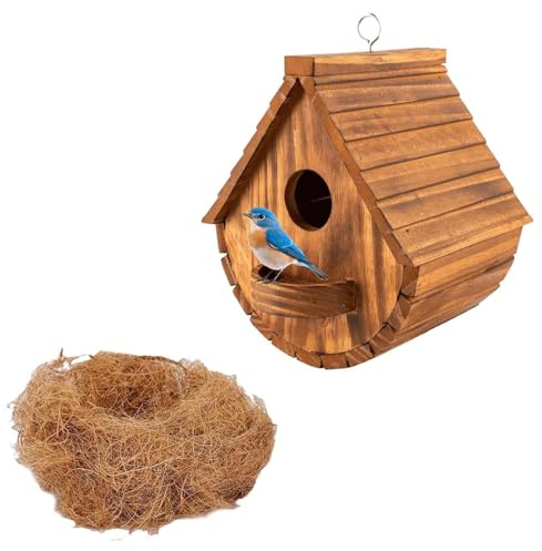 Nido per Uccelli, Casetta per uccelli sospesa, Casetta Uccellini, Casetta per Uccelli in Legno, Nido per Uccelli da appendere, design resistente alle intemperie, adatto per giardini e balconi