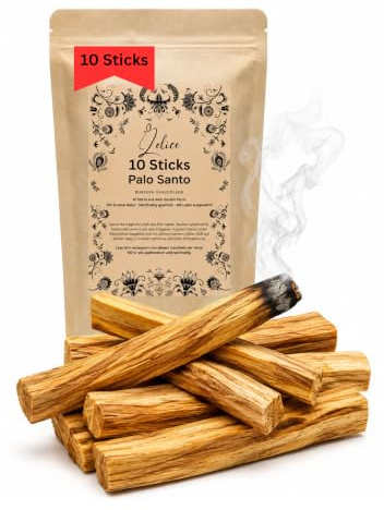 10 Sticks Palo Santo Räucherholz Premium aus Peru Bursera graveolens | Für Meditation, Yoga, Entspannung, energetische Reinigung & Achtsamkeit. 100 % naturbelassen & nachhaltig.