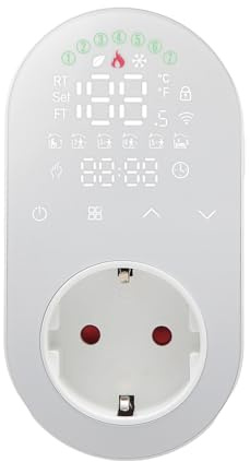 BAOFUYA Intelligentes WiFi-Plug-in-Thermostat, Multifunktionale Programmierbare Überwachung und Steuerung der Temperatur für das Heimbrauen Im Gewächshaus Im Innenbereich (White)