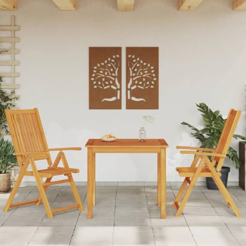 Holamys 3-TLG. Garten-Essgruppe 85x85x74 cm, Massivholz Akazie geölt, Klappbare Terrassenmöbel für Balkon & Garten, Robustes Outdoor-Möbelset