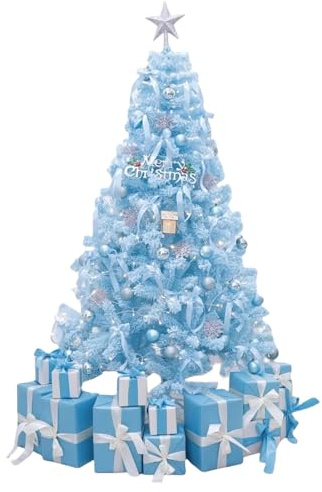 Albero di Natale finto con luci, design a rami fitti, include ornamenti, ideale per la decorazione della casa