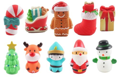 Finger Puppets for Toddlers 1-3, 10Pcs Christmas Finger Puppets, Cartoon Christmas with Santa Elk Snowman Xmas Tree & More Goodie Bag Fillers Party Favors for Kids