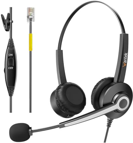 Wantek Telefon Headset mit Geräuschdämpfungsmikrofon, RJ9 Büro Telefon Headsets kompatibel mit Avaya Voip Telefon Grandstream Cisco Panasonic