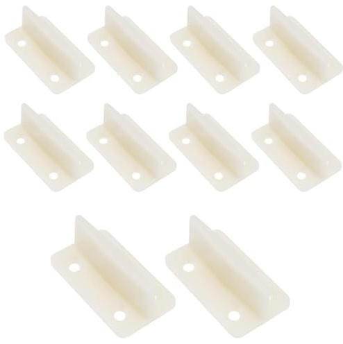 QIHAWN 10Pcs Milky White Plastic Sliding Door Floor Guides, 43x25x16mm | Durable wear-resistant plastic, 43mm universal fit, 10 pack value set, tool-free install, for internal wooden sliding doors