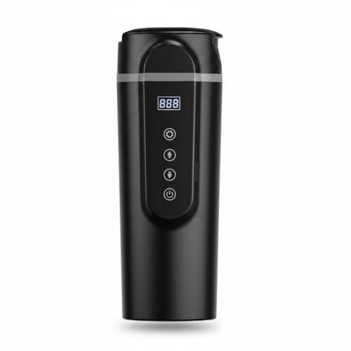 Xgdsnly Chauffe Tasse Voiture 12v Bouilloire Voiture Gobelet Chauffant Tasse Isotherme Récipient Chauffant Réglages Précis Affichage Numérique Acier, Noir