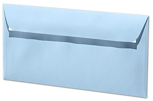 ARTOZ 100x Briefumschläge DIN Lang Pastellblau 100 g/m² selbstklebend - DL 224x114 mm - Kuvert ohne Fenster - Umschläge mit Haftklebung Abziehstreifen