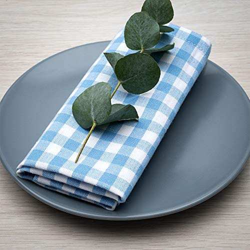 FILU Servietten 8er Pack Hellblau/Weiß kariert (Farbe und Design wählbar) 45 x 45 cm - Stoffserviette aus 100% Baumwolle im skandinavischen Landhausstil