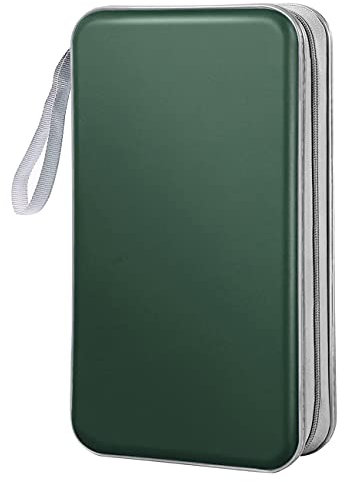 Bivisen CD Case Wallet, 80 Capacity DVD VCD Media Blu-ray Case Wallet Holder Storage Organizer (Dark Green)