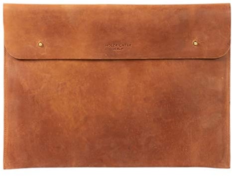 HOLZRICHTER Berlin - Laptop Sleeve 16” (No 3-9), Leder Schutz-Hülle für MacBook Air & Pro, Ultrabook, Laptop Bag 29x40x2cm, Echtleder Laptop Case, Camel