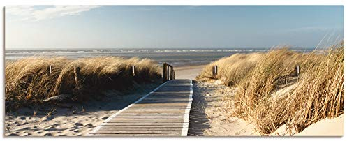 ARTLAND Schlüsselbrett Schlüssel Schmuck Organizer Hakenleiste Deko Wandhalterung Holz mit 4 Haken 40x15 cm Strand Meer Nordsee T5RM