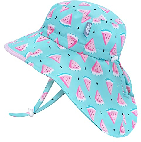 Jan & Jul Chapeau de Soleil à séchage Rapide avec Bord Large pour la Petite Fille(L:2-5 Ans, Blanc)