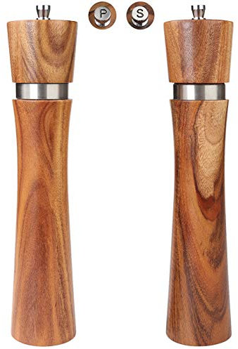 VanlonPro Pfeffermühle, Pfeffermühle aus Holz, verstellbare Grobheit, Keramik-Mahlwerk (25,4 cm, 2 Stück)