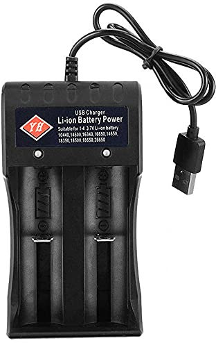 2-Slot 18650 Battery Charger, Smart Charger for Rechargeable Batteries Li-ion Batteries 18650 26650 18490 17670 17500 16340 14500