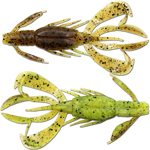 Wild Devil Baits Crazy Craw Krebs Crawler Gummifisch Softlure (UV Green Pumpkin Chartreuse, 9cm)