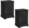 Yaheetech 2 Tables de Chevet Table de Nuit en Bois 40x35x60 cm Tables d'Appoint pour Chambre à Coucher avec Tiroir et Armoire de Rangement Noir